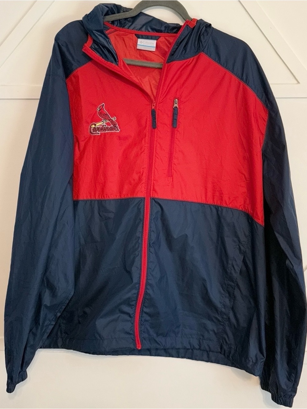 Columbia Navy and Red Colorblock Windbreaker Jacket